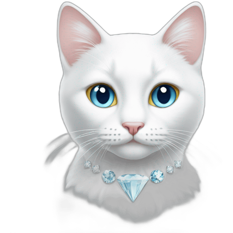 White Cat with Diamond emoji