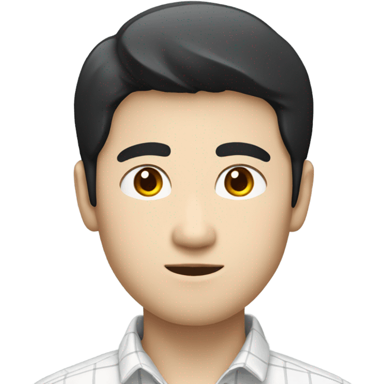 man from japan with white skin and black hair, wear casual shirt , closeout face emoji