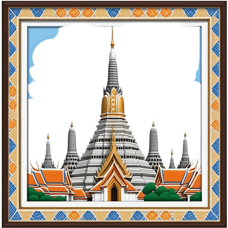 Cinematic Realistic Wat Arun Landmark Emoji, depicting the towering temple spires adorned with intricate porcelain mosaics emoji