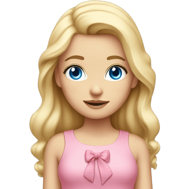 blonde girl blue eyes pink top and bow emoji