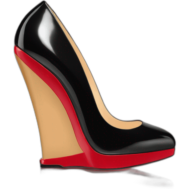 WEDGE heel LOUBOUTIN black leather PATENT emoji