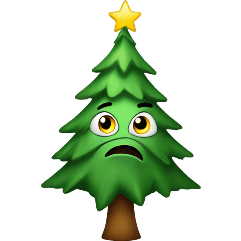 Frustrated and confused Christmas tree emoji