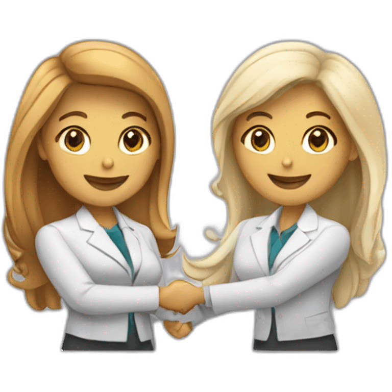 two white business women with different hair colors shaking hands emoji