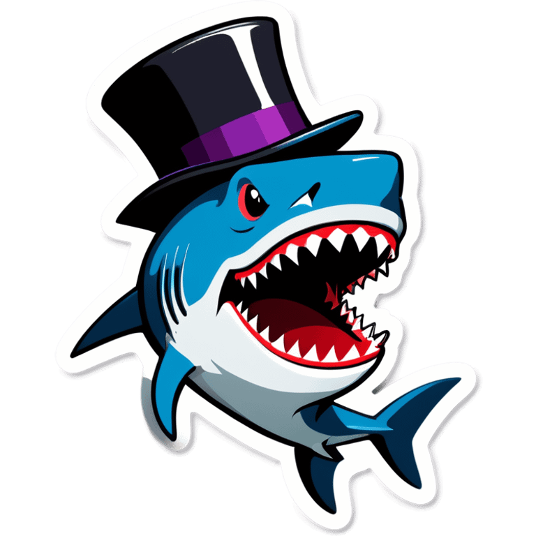 Shark with a top hat emoji