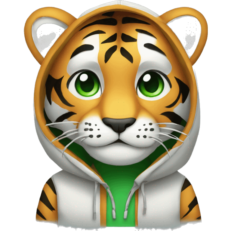 Tiger with green eyes hoddie on emoji