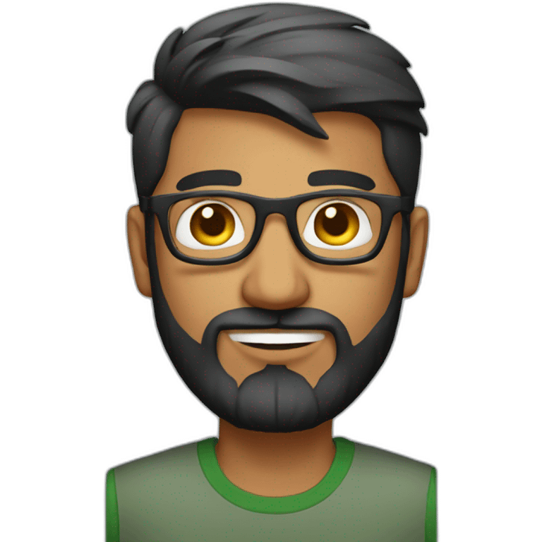 indian guy with medium fade and beard wearing specs emoji