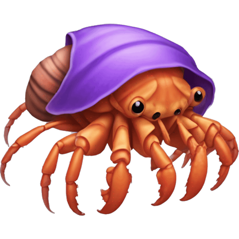 Purple orange smiling hermit crab less leggu emoji