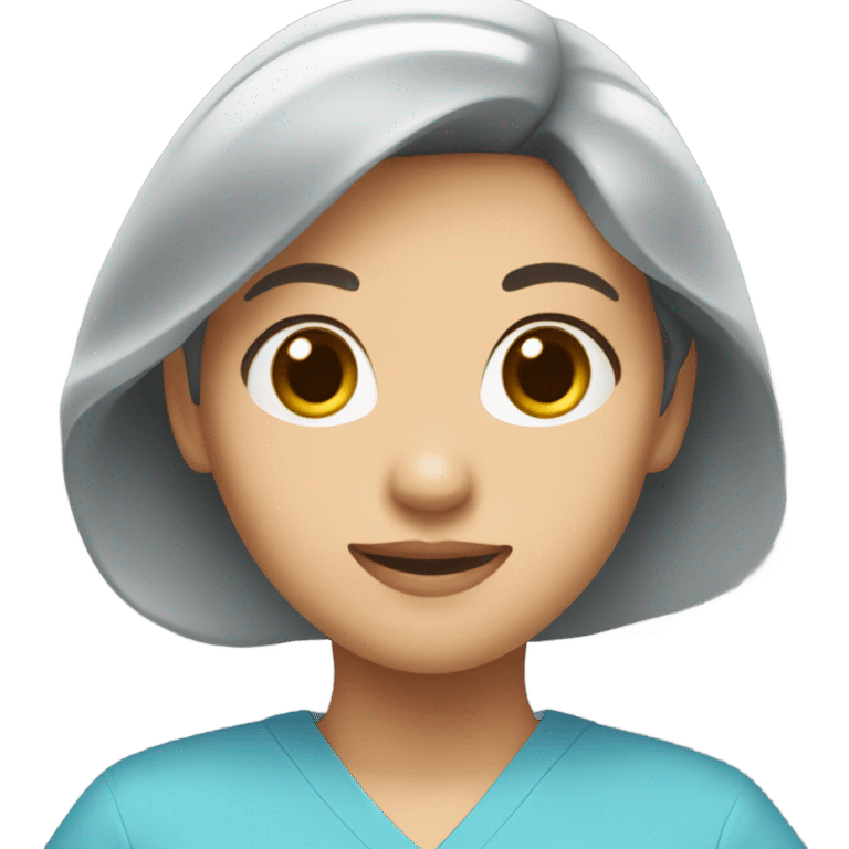 cute Asian nurse with smile, without hat, blue clothes emoji