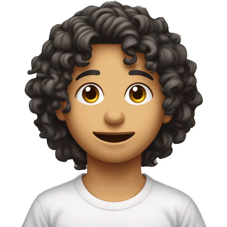 latino junge mit mittellangen locken und schweizer t shirt bisschen unreine haut emoji