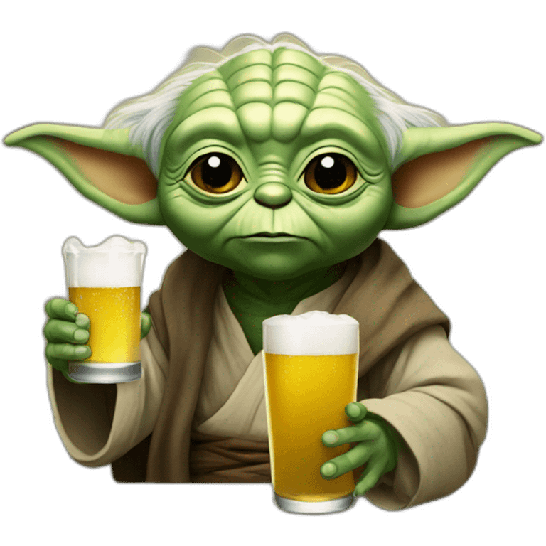 Yoda drinks beer emoji