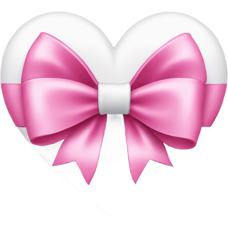 a white heart with a big pink bow on top  emoji