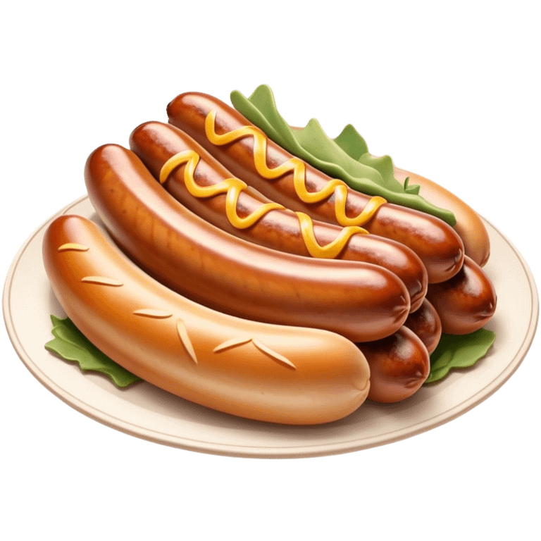 Cinematic Realistic Bratwurst Dish Emoji, showcasing a succulent, grilled sausage with a crispy exterior rendered with lifelike detail and warm, dynamic lighting. emoji