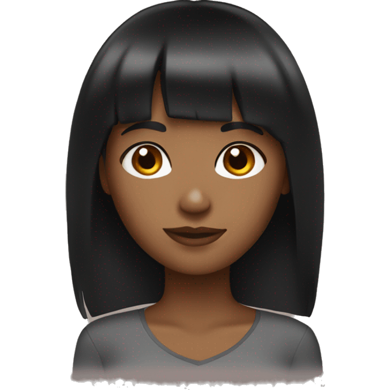 brown Girl with black hair and bangs emoji