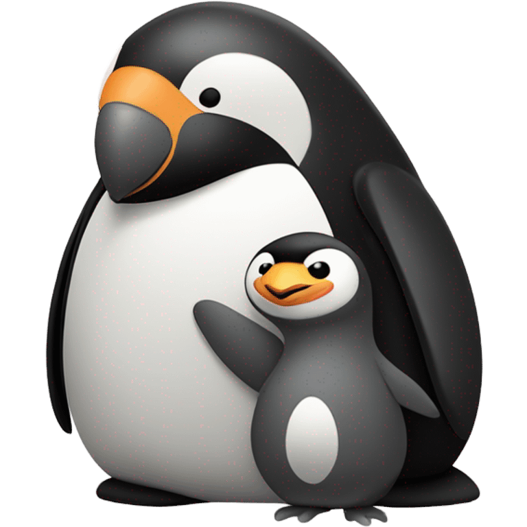 Penguin kissing monkey  emoji