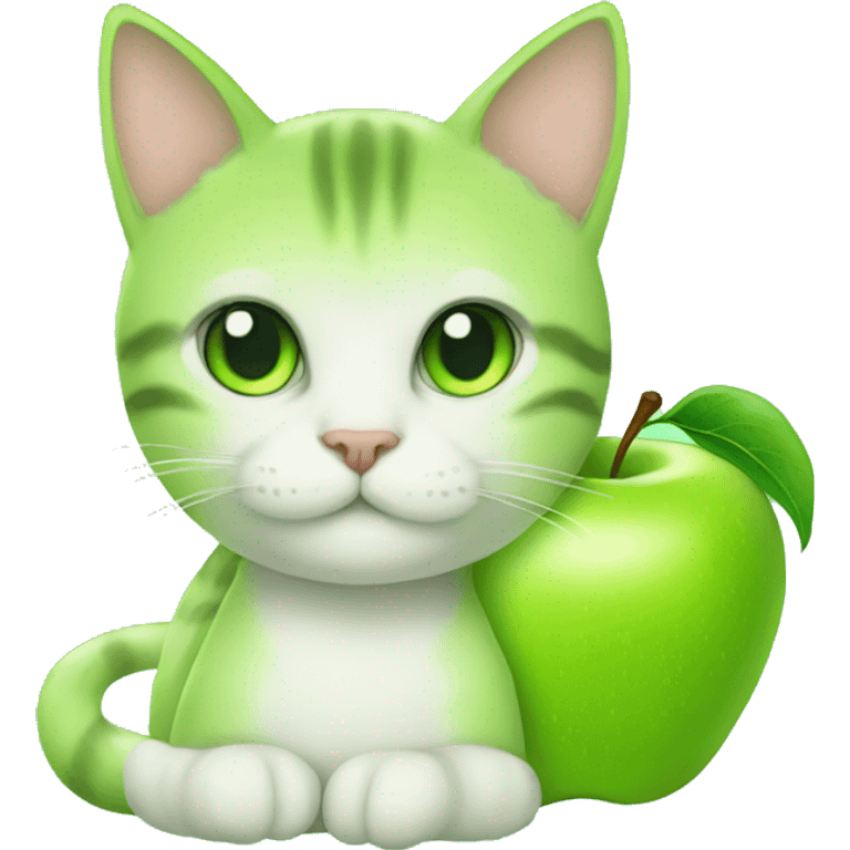 green apple, cat emoji