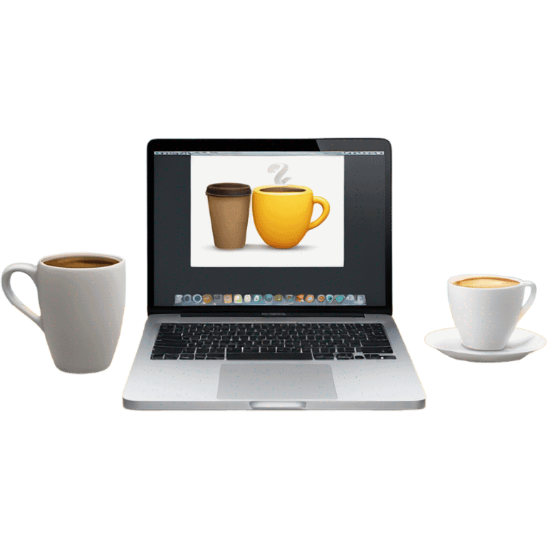 macbook with coffee emoji