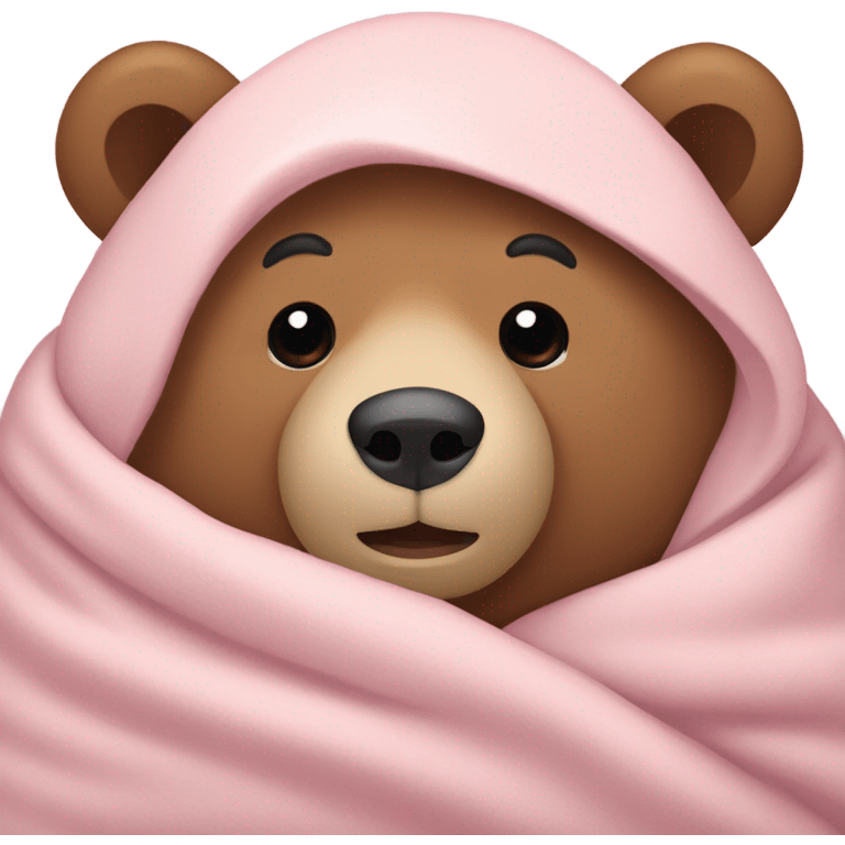 bear cozy in a light pink blanket emoji