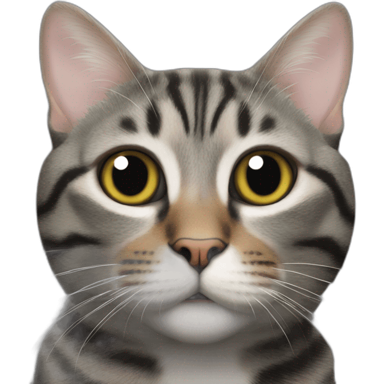 Black mackerel tabby cat being silly emoji