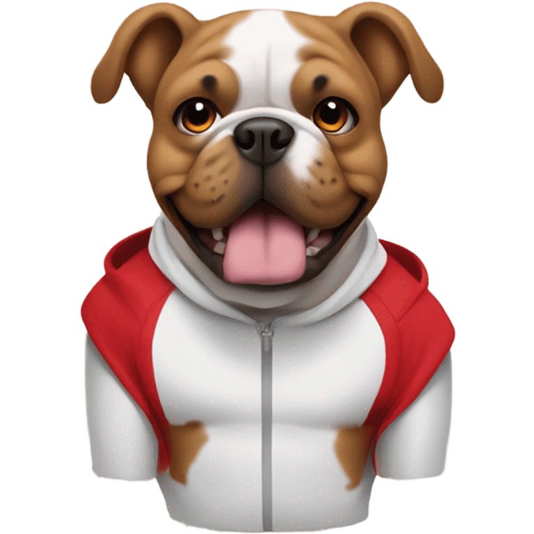 Bull dog wearing red hoodie  emoji