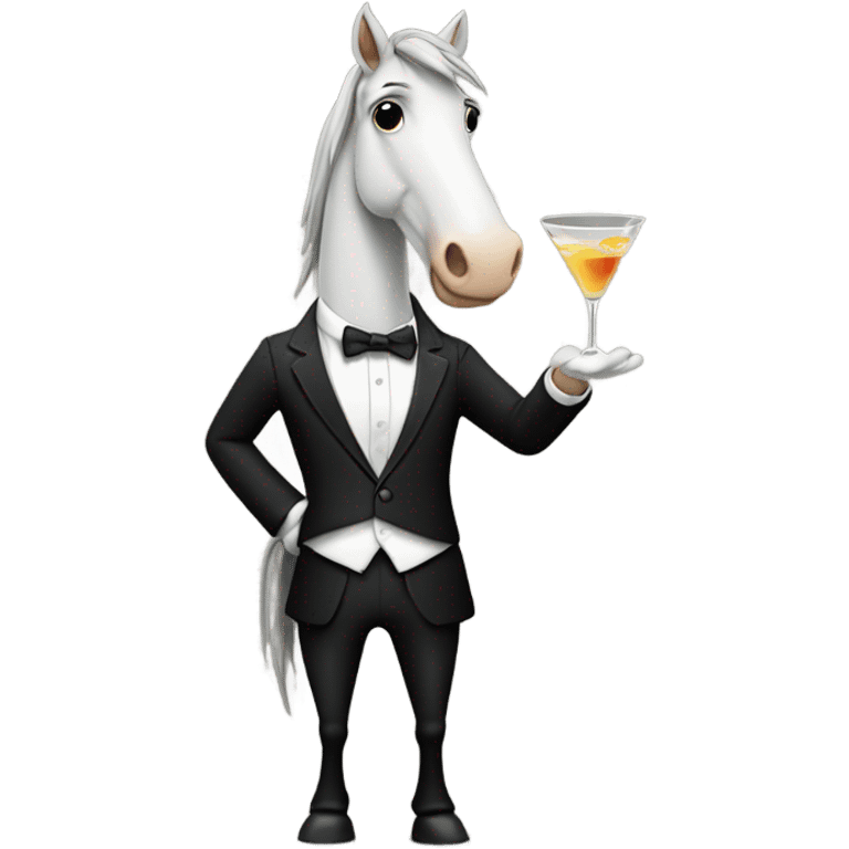 Horse wearing a suit and tie with a martini emoji