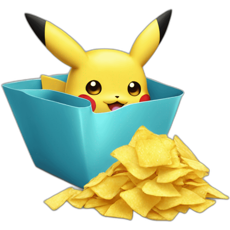 Pikachu qui mange des chips emoji