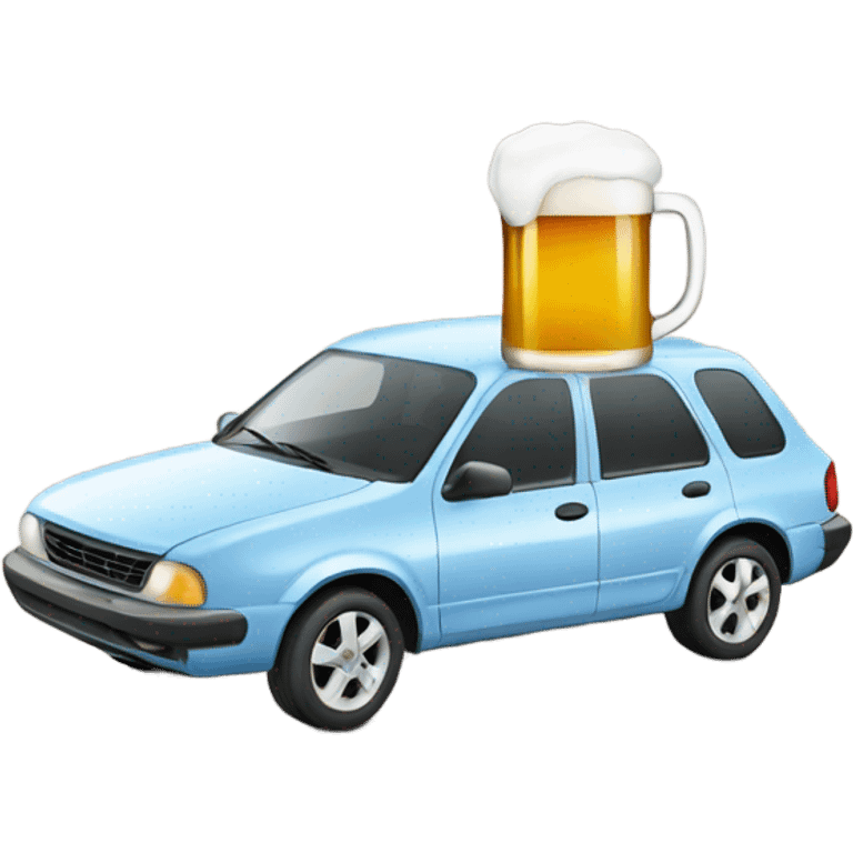 Car with beer emoji