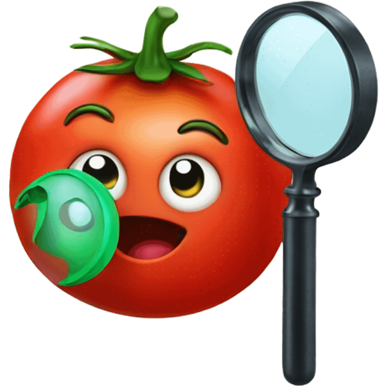 happy tomato with magnifying glass emoji