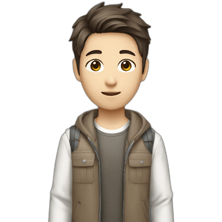 Young korean male brown hair techware outfit emoji