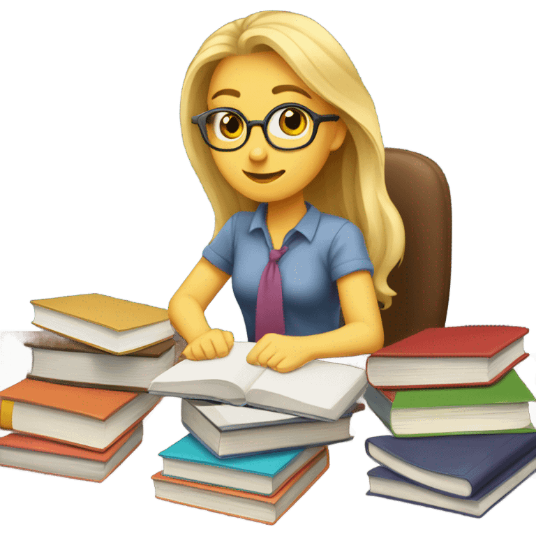 A Blonde girl studying  emoji