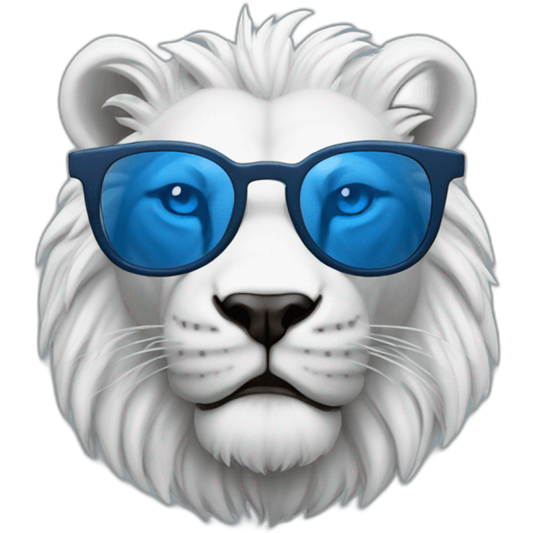 león blanco con Lentes azules emoji