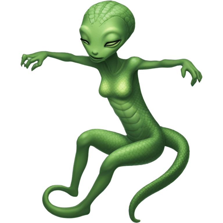 a Reptilian alien woman, full body, sleeping emoji