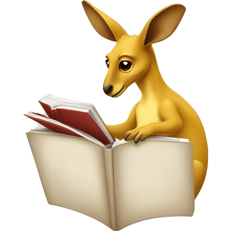 yellow Kangaroo reading a book, only ears visable behind the book emoji