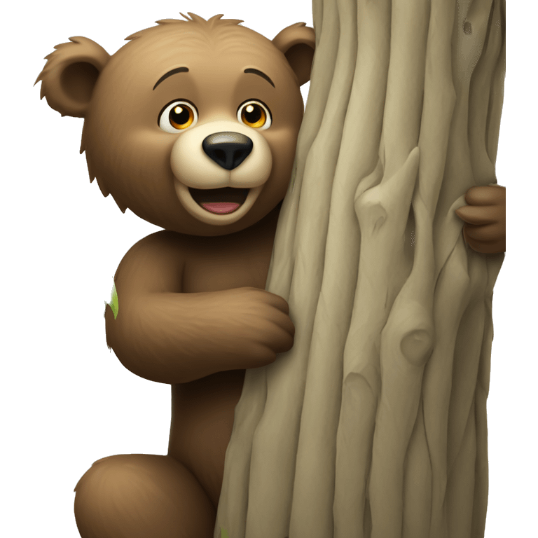 Bear scratching against willow tree emoji