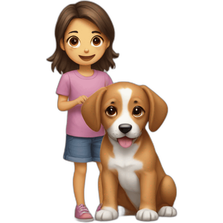 Puppy and girl emoji