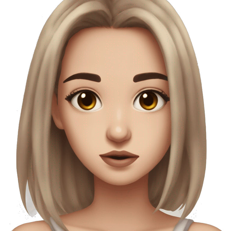 The cute girl have a brown eyes medium brow hair and medium lips aesthetic girl emoji