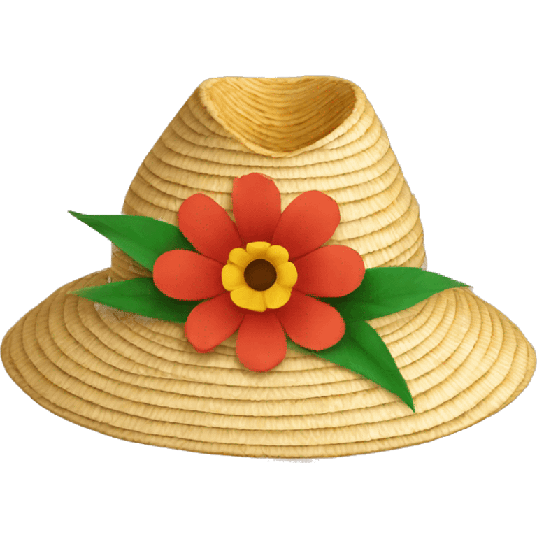 straw hat with flower in it emoji