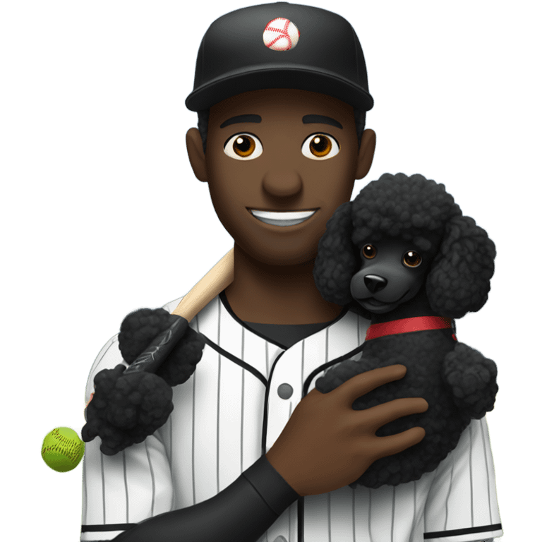 black poodle with baseball player emoji