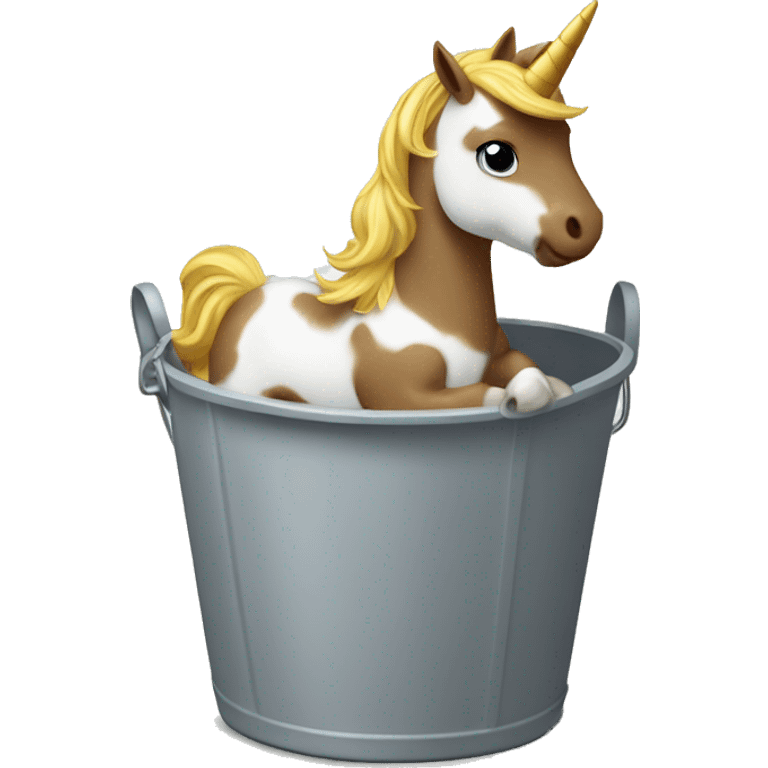 ￼ a white Burnett baby riding a unicorn in a bucket emoji