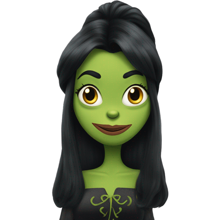 The grinch with long black hair wearing a dress  emoji