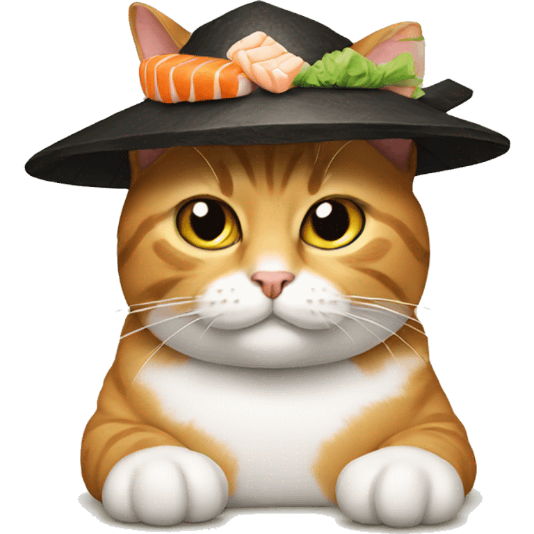 cat wearing sushi as a hat emoji