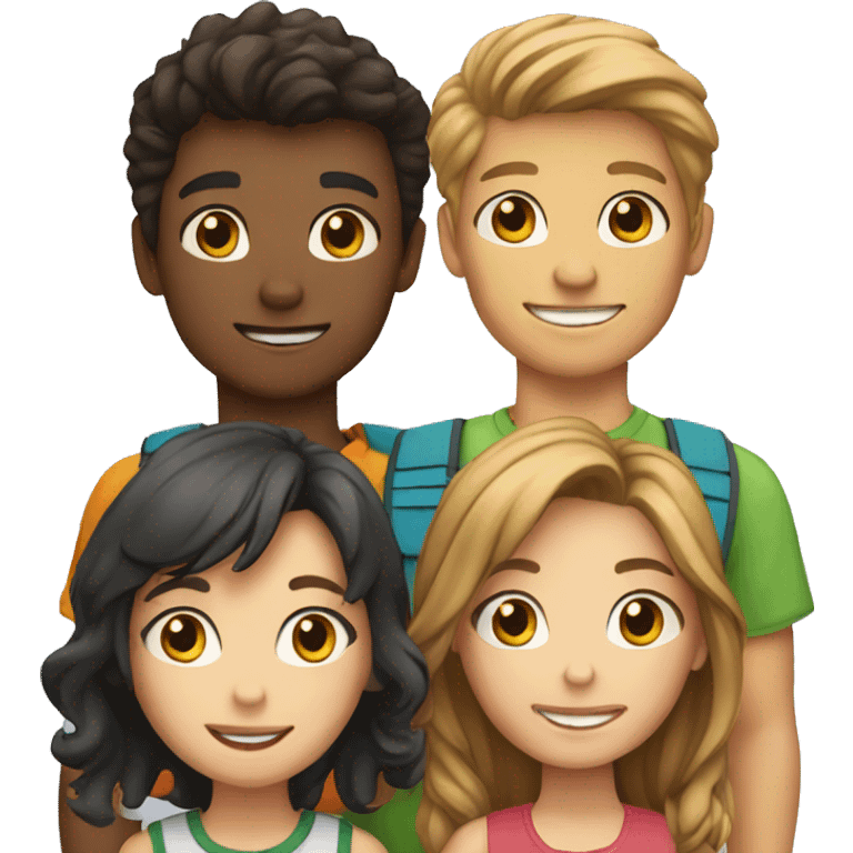 team of 4 friends 1 girl and 3 boys emoji