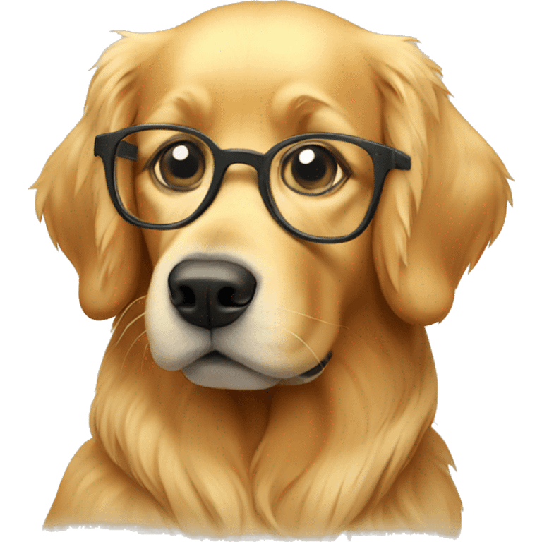 Golden retriever wearing glasses emoji