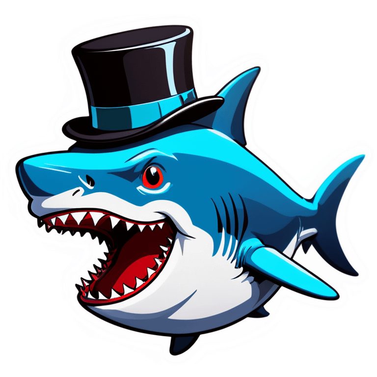 Shark with a top hat emoji