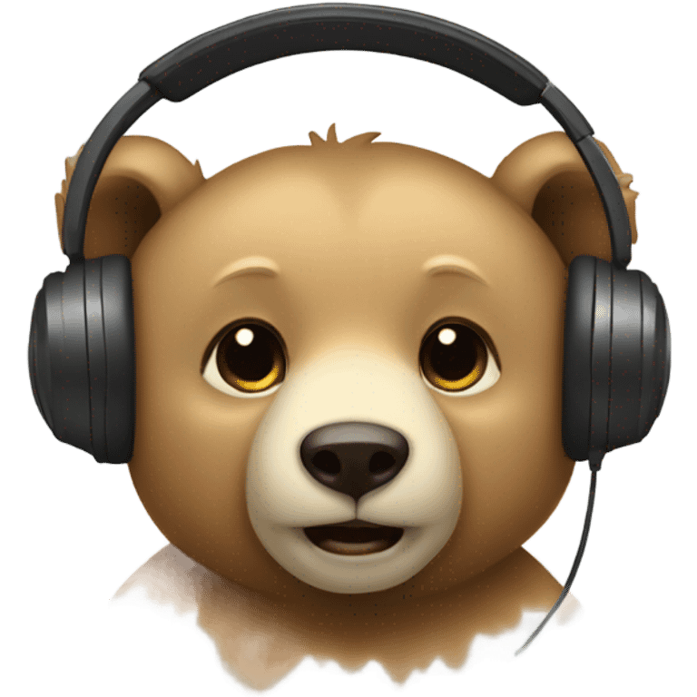 A bear cub wearing headphones  emoji