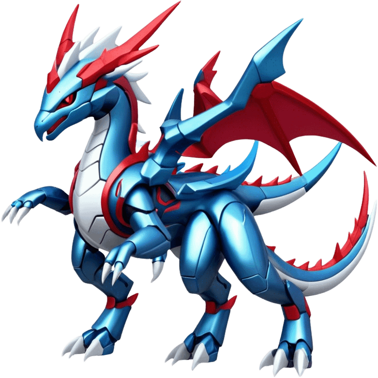 Futuristic Kyurem-reshiram-salamence-dialga-suicune-hybrid, full body emoji