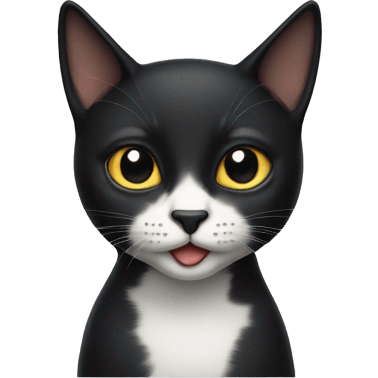 black cat short-haired with half white mouth emoji