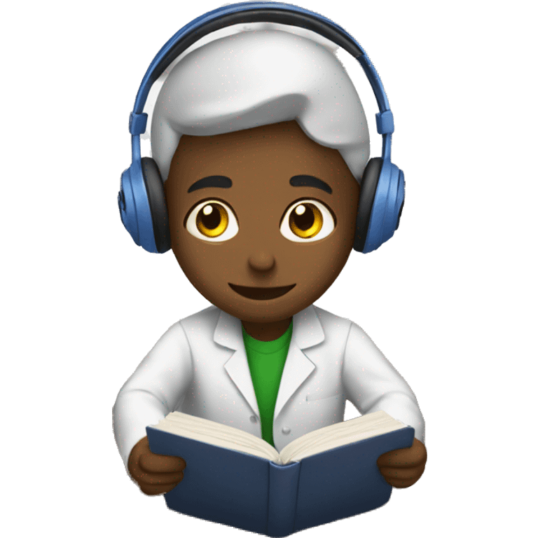 boy wearing headphones and studying chemistry  emoji