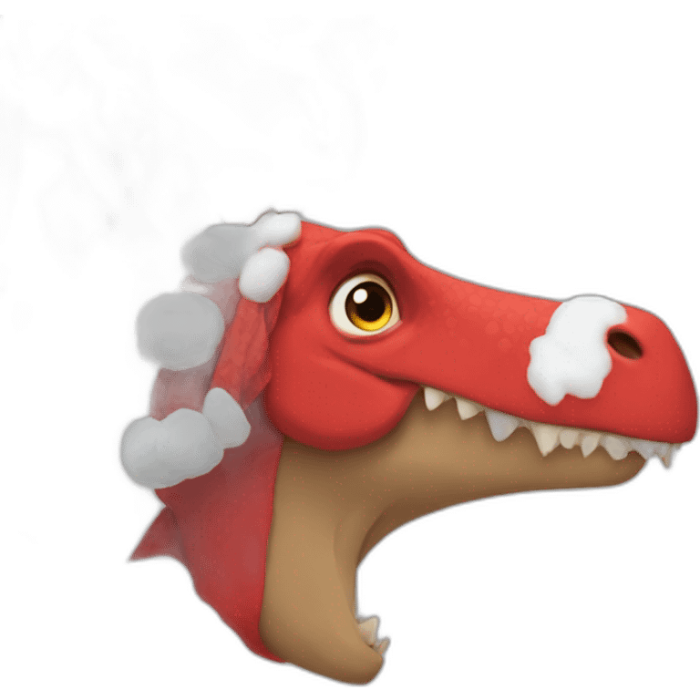 dinosaur santa upper body wearing red scarf emoji