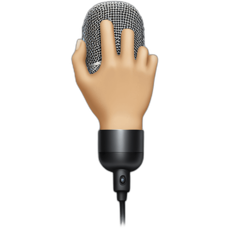 hand leaving microphone emoji