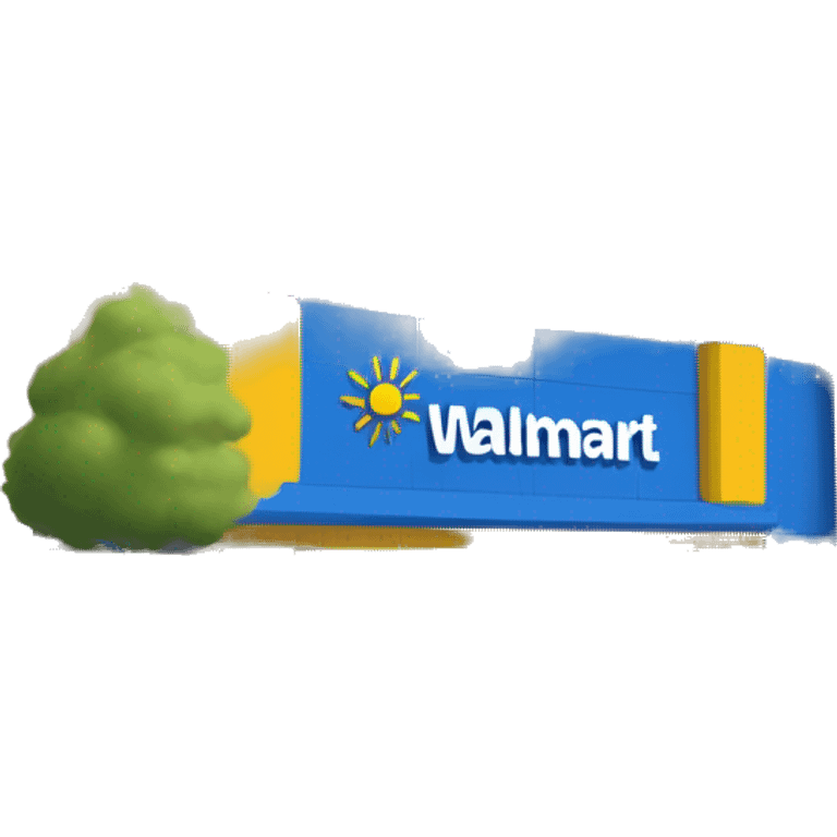 “Exterior of a Walmart store with the sunburst logo above the entrance, blue facade with yellow accents, large sliding glass doors, and shopping carts lined up outside, capturing the look of a busy retail supercenter.” emoji